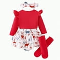 thumbnail image 4 of REgarm My First Christmas Baby Girl Outfit Long Sleeve Romper+Bloomers Tutu Skirt+Socks+Headband 4Pcs Christmas Clothes for Baby Girl 3-6 Months,White, 4 of 7