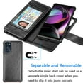 thumbnail image 3 of EBIZCITY for Motorola Moto G 5G 2022 Case, Wallet Detachable Magnetic Cover 9 Card Slots Holder with Wrist Strap Kickstand (Black), 3 of 6