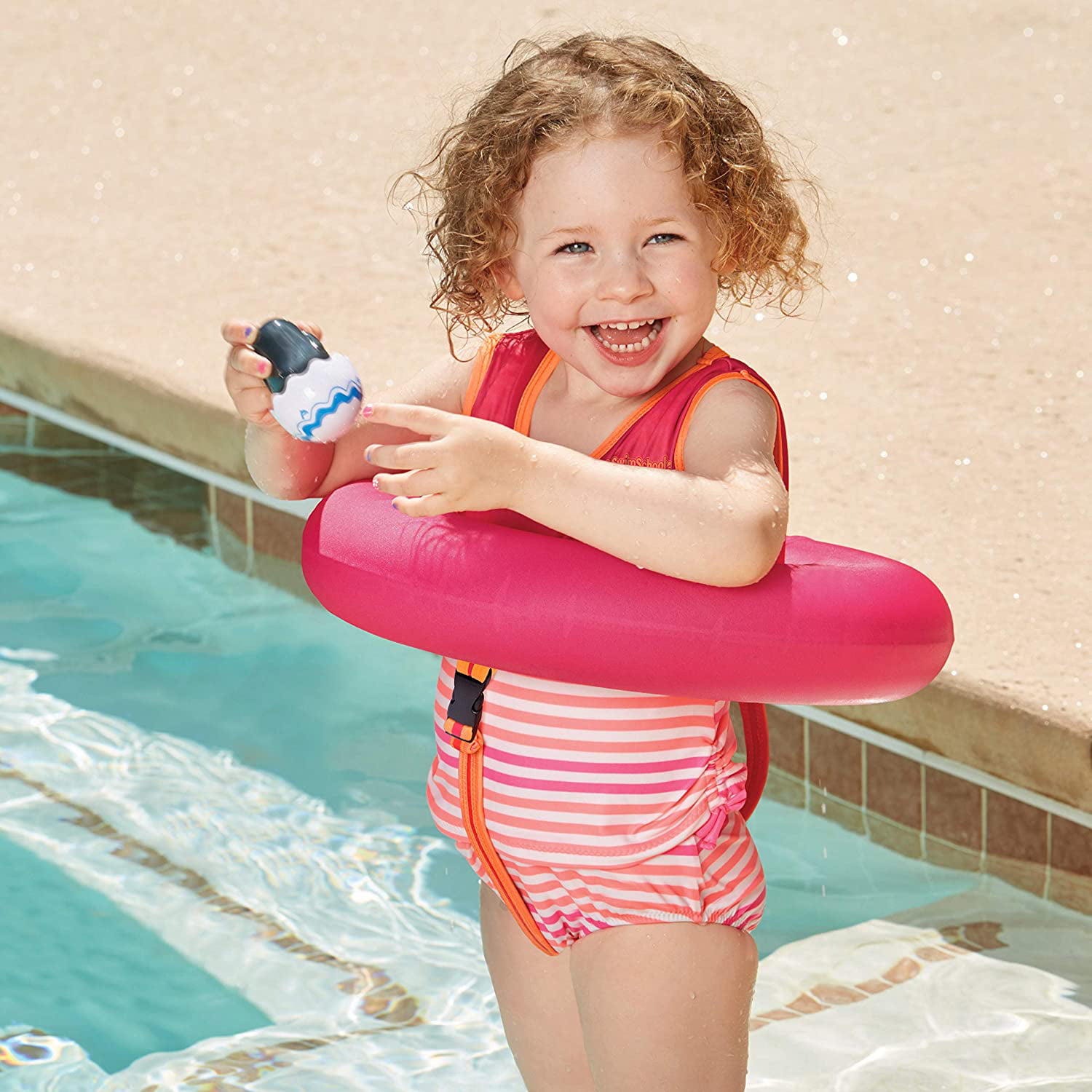 SwimSchool Deluxe Tot Swim Trainer Tube Inflatable Float Level 2 Blue Hibiscus for sale online 
