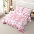 thumbnail image 3 of jejeloiu Cute Western Cowgirl Boots Twin Quilt Set For Girls,Pink Coquette Bowknot Alphabet M Twin Coverlet Set For Kids,2pcs, 3 of 7