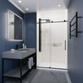 thumbnail image 5 of Madam Series 44-48"W x 76"H Sliding Frameless Shower Door in Matte Black with Tsunami Guard Tempered Glass, 5 of 12
