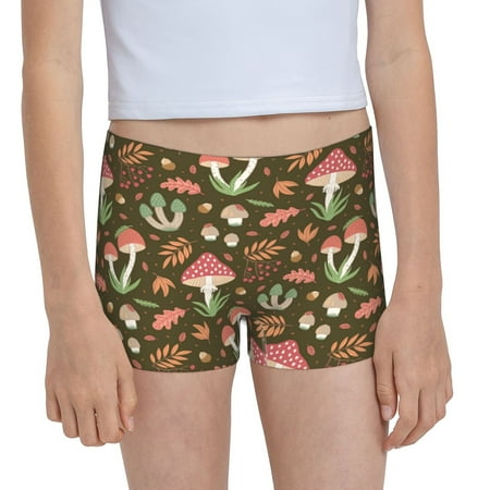 Pofeuu Mushrooms And Autumn Leaves Print Soft Cotton Girls Boyshort panties Toddler Underwear-Medium