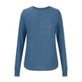 thumbnail image 5 of QUNYINEY Ribbed Knit Womens Sweaters Solid Blue Pullover Crew Neck Tops Loose Lightweight Casual Long Sleeve Sweaters, 5 of 7