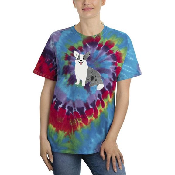 Monochrome Corgi Watercolor Tie Dye Spiral Women -Image by Shutterstock, Female x-Large