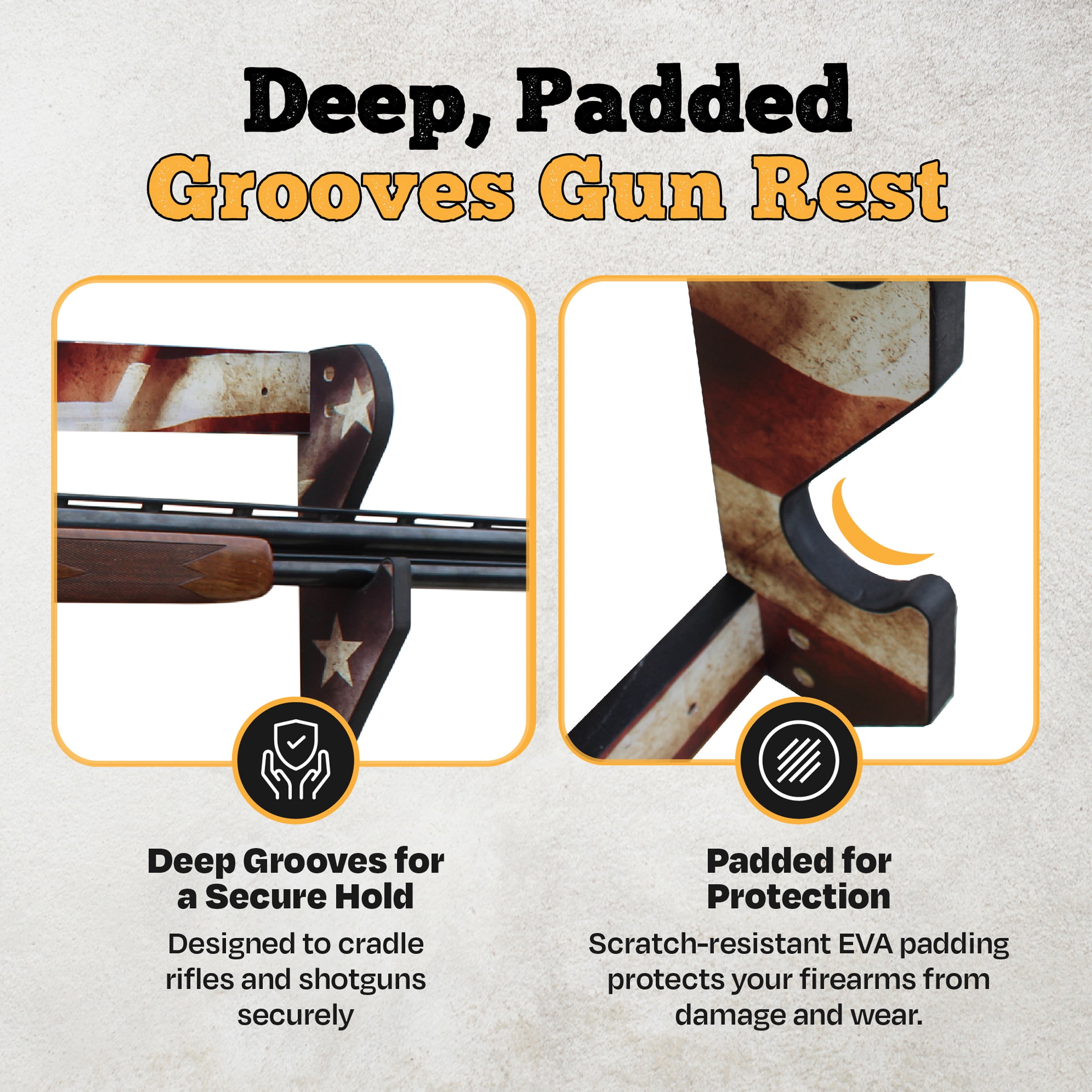 Rush Creek Creations 5-Gun Wall Rack Americana Secure Mount for Shotguns and Rifles