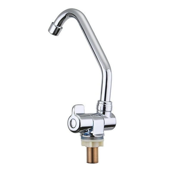 Foldable RV Faucet Rotating Single Handle, Deck/Wall Mounted RV Kitchen Tap Copper Cold Water