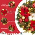 thumbnail image 6 of 24" Prelit Christmas Wreath Battery Operated Lighted Xmas Wreath with Red Gold Balls  for Front Door Fireplace Wall Window, 6 of 8