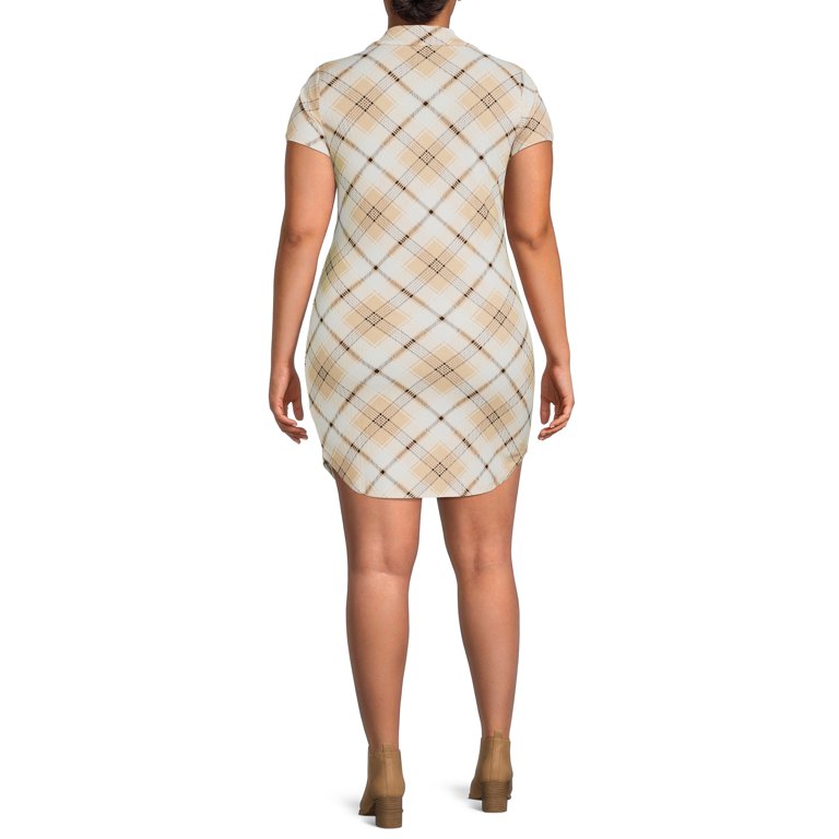 No Boundaries Junior's Plus Size Plaid Polo Dress 