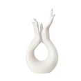 thumbnail image 1 of Jarrón de cerámica con forma de mano, diseño floral nórdico, para mesa, estilo rústico. Blanco, 1 of 9