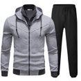 thumbnail image 3 of Mens Jogging Suits 2 Piece Set Slim Fit Hooded Full Zip Sweatshirt Jacket And Pants Casual Color Block Outfit Activewear, 3 of 3