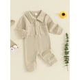 thumbnail image 3 of Musuos Baby Boys Spring Fall Jumpsuit, 3M 6M 12M 18M Long Sleeve Turn-down Collar Solid Romper Casual Newborn Clothes, 3 of 9
