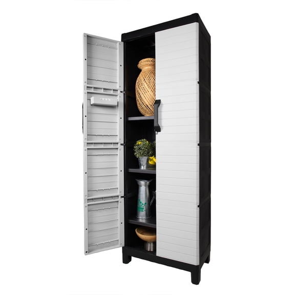 Armario Plastico Multiusos Grande Estante Gabinete Exterior Gris XL