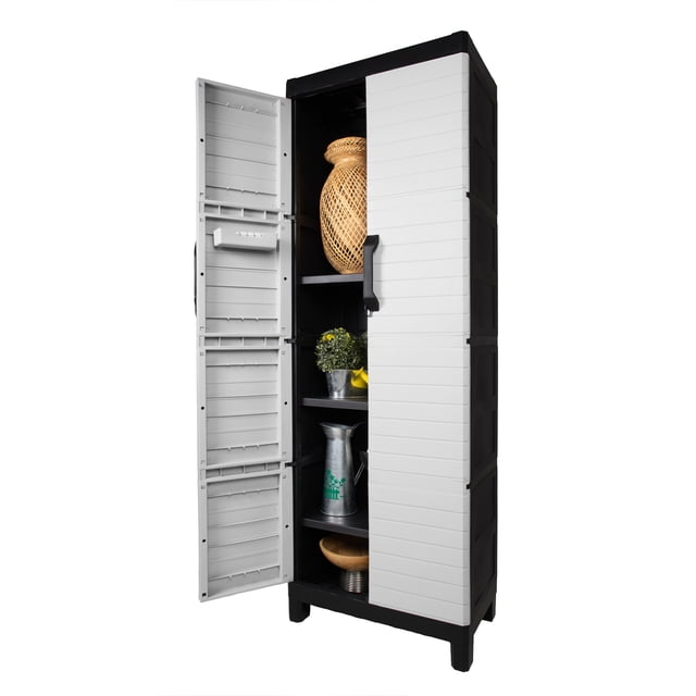 Armario Plastico Multiusos Grande Estante Gabinete Exterior Gris XL