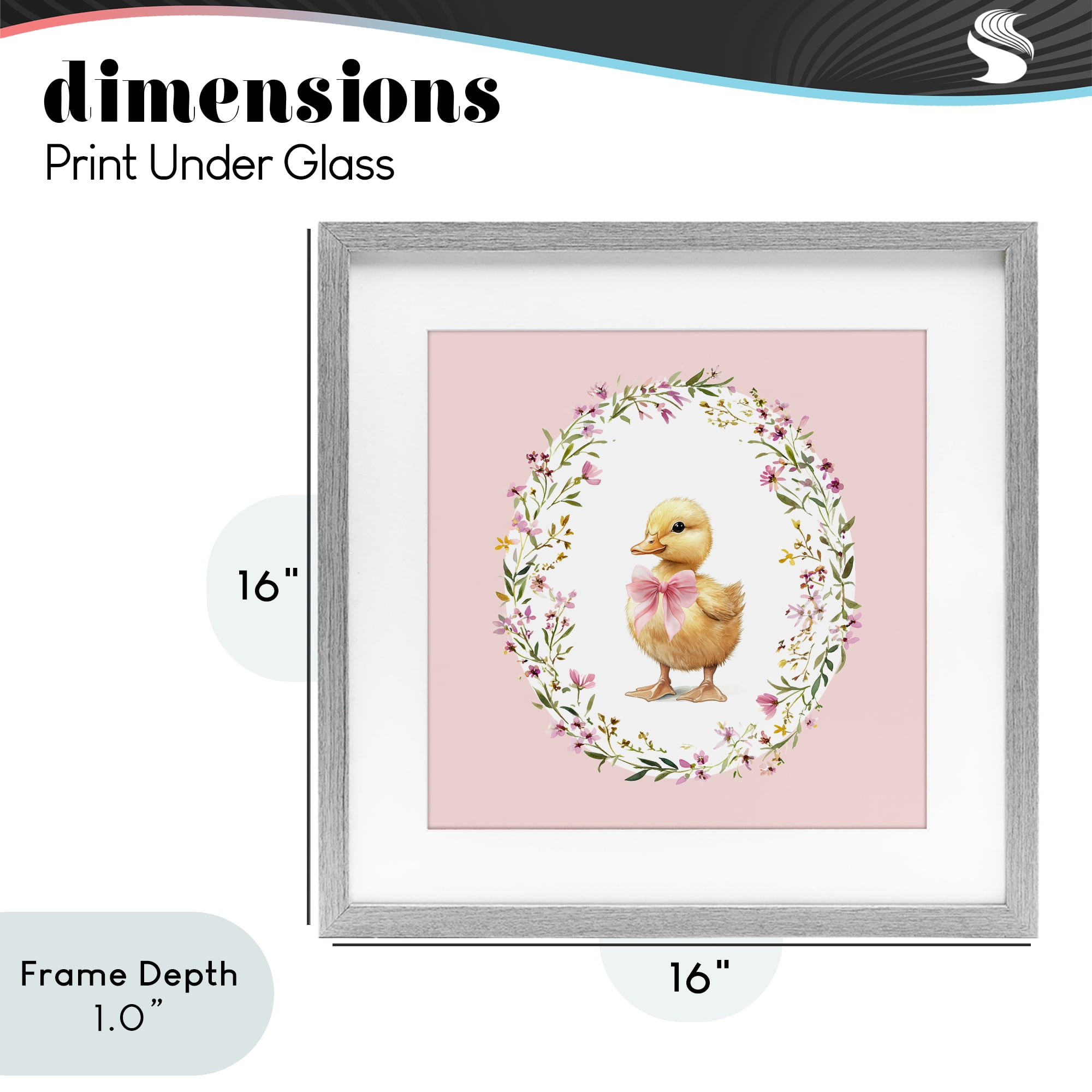Stupell Industries Blush Pink Duckling Gray Framed Print Under Glass, design by Christine Simpson Art
