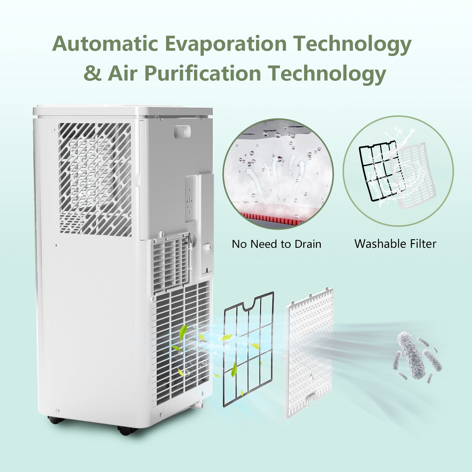 Portable Air Conditioner 10000 BTU, 3-in-1 AC Unit with Cooling, Dehumidifier & Fan, Quiet Operation with Remote Control & 24H Timer, Window Kit Included for Rooms up to 550 Sq.Ft.