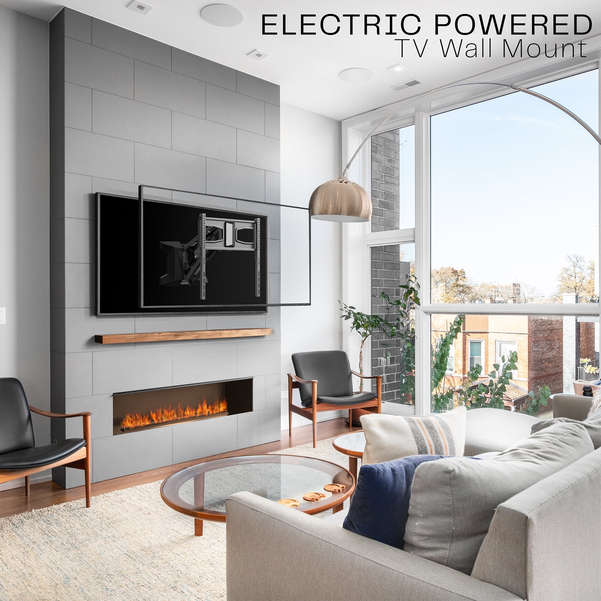 VIVO Black Electric Adjustable TV Above Fireplace Mount for 37" to 70" Screens