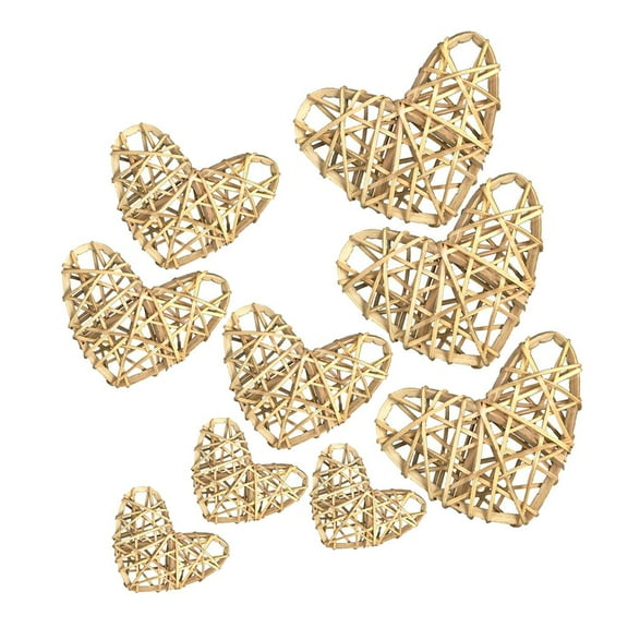9Pcs Rustic Heart Wicker Balls for DIY Vase And Bowl Filler Ornaments, Decorative Spheres Balls Perfect for Decorations - Natural, as described