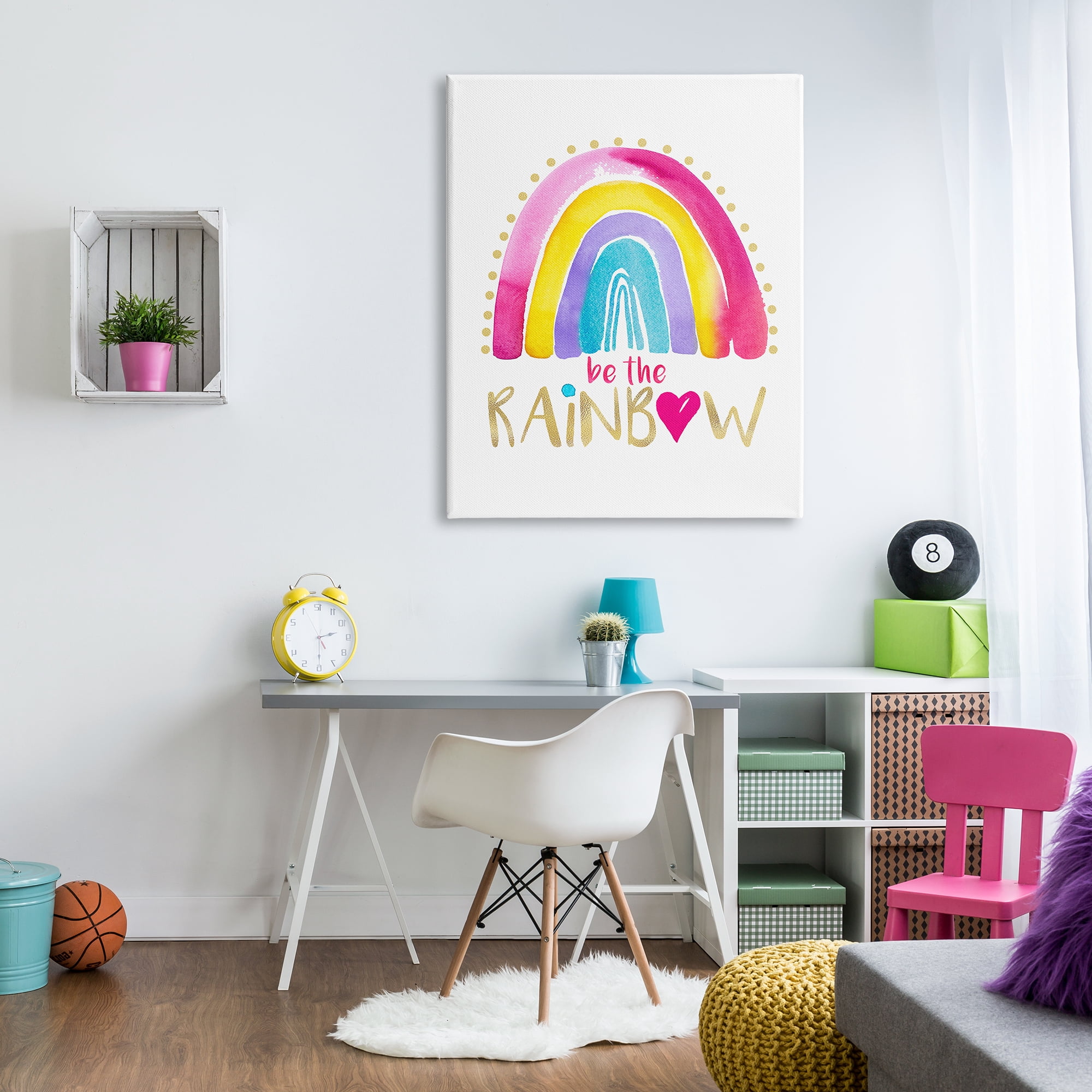 Stupell Industries Be The Rainbow Pattern Inspirational Painting Gallery Wrapped Canvas Print Wall Art, 36 x 48