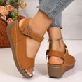 thumbnail image 5 of Rokment Womens Orthopedic Platform Wedges Walking Sandals 2026 Summer Fashion Casual Comfortable Leather Ankle Strap Chunky High Heel Non Slip Work Beach Dress Sandals Brown Size 6, 5 of 8
