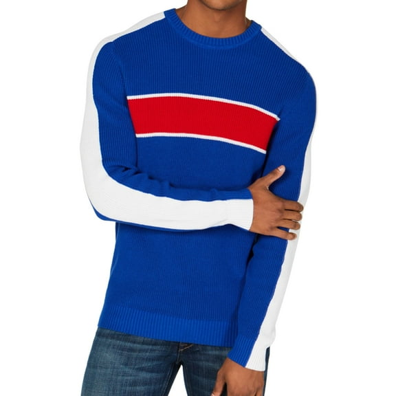Club Room Mens Colorblocked Pullover Sweater, Blue, Small