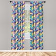 thumbnail image 3 of Ambesonne Geometric Curtains, Dots Triangles Zigzag Art, Pair of 28"x84", Pale Orange and Lilac, 3 of 5