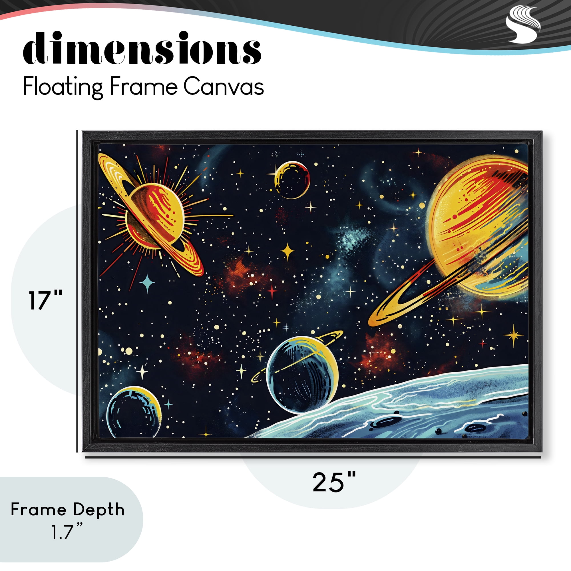 Stupell Industries Black Lit Galaxy Panorama Black Framed Floater Canvas Wall Art, design by Creative Studio