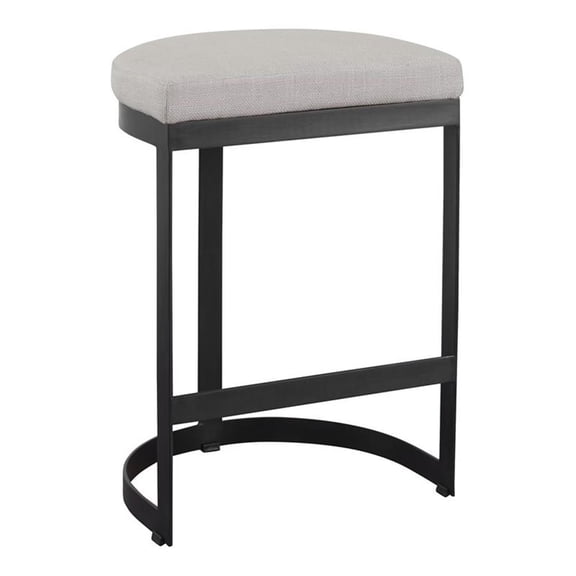 Pemberly Row 26" Metal and Fabric Counter Stool in Matte Black