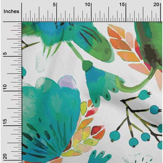 oneOone Rayon White Fabric Florals Sewing Craft Projects Fabric Prints By Yard 56 Inch Wide-XRE