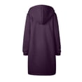 thumbnail image 3 of WEAIXIMIUNG Sweatshirts pour Enseignants Grande Taille Femmes Automne Hiver Mode Décontractée Couleur Unie à Capuche avec Cordon de Serrage Poches Zippées Long Manteau, 3 of 5