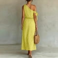thumbnail image 5 of JULMCOMO Summer Dresses for Women Polka Dot One Shoulder Casual A Line Flowy Maxi Dresses Tie Strap Beach Vacation Sundresses Yellow 2XL, 5 of 7