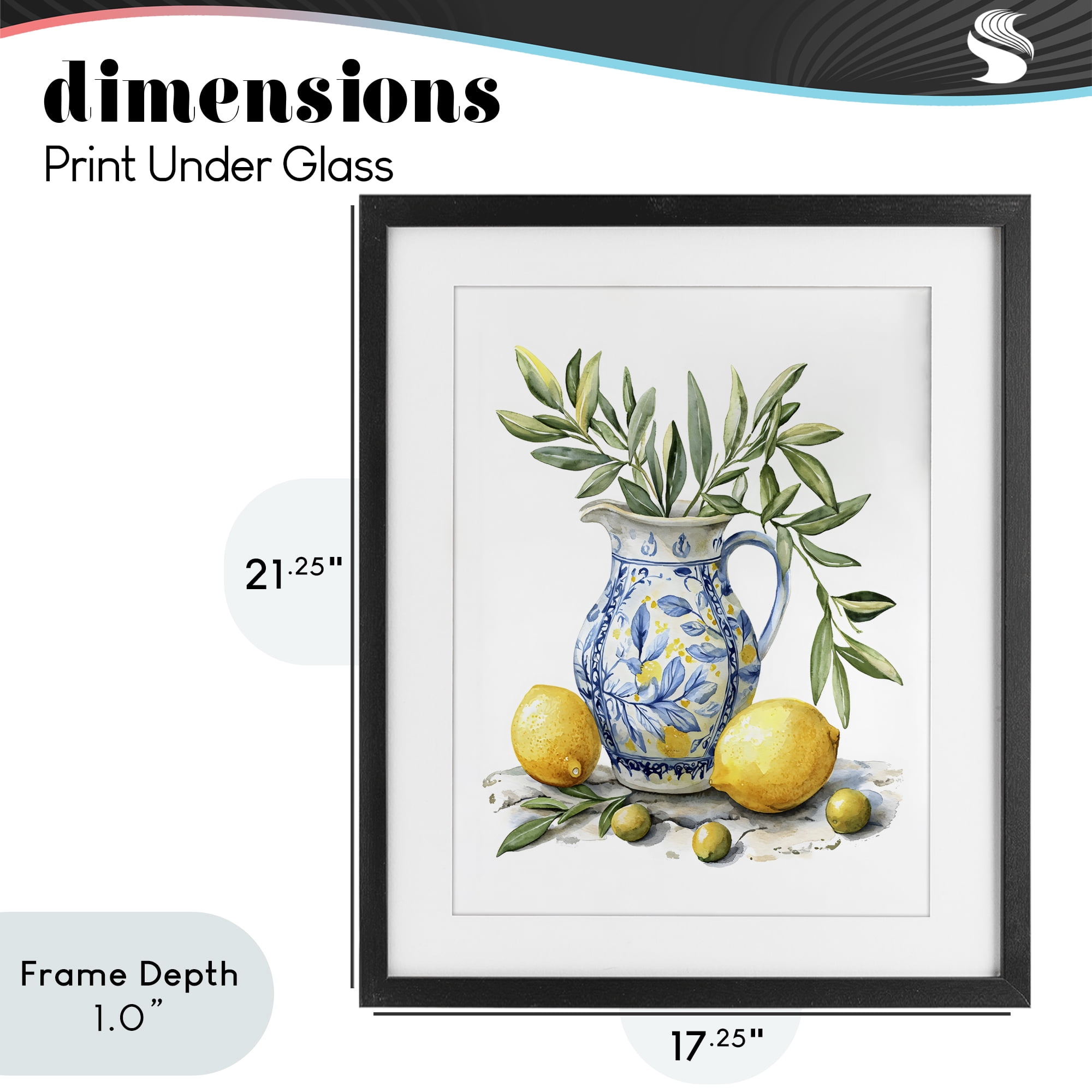 Stupell Industries Lemon & Olive Branch Still Life Black Framed Print Under Glass, design by LSR Design Studio