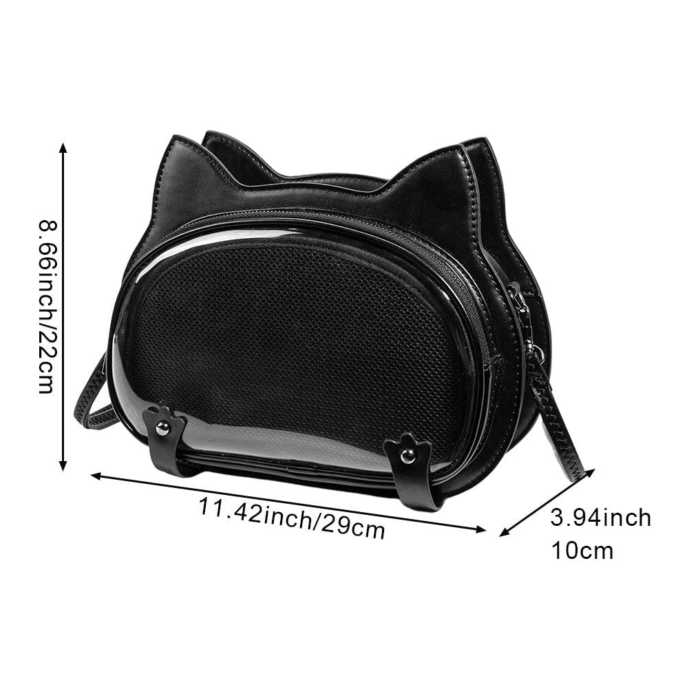 Hzzsbu Fashion Cat Ear Design Crossbody Bag Ita Messenger Bag Cute Transparent Shoulder Bag Sweet Cool Ita Bag for Women