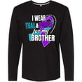 thumbnail image 3 of Inktastic Suicide Prevention I Wear Teal and Purple for My Brother Long Sleeve T-Shirt, 3 of 5