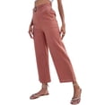 thumbnail image 3 of QAFOPEH Women Solid Color Tie Waist With Pockets Wide Leg Pant, 3 of 7
