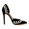 thumbnail image 4 of XYD Women Elegant Pearls D'Orsay Pumps Pointed Closed Toe Stiletto High Heels Slip-on Dress Evening Shoes Size 9 Black, 4 of 4