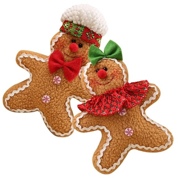 SOPOTUTU Wool Felt Gingerbread Man Christmas Ornaments 2 Pieces Holiday Party Decorations