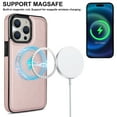 thumbnail image 3 of Designed for iPhone 12 / 12 Pro Case Strong Magsafe, Vintage PU Leather Soft Snap-on Back Cover Slim Protective Shockproof Wireless Charging Phone Case Cover for iPhone 12 / 12 Pro, Rosegold, 3 of 7