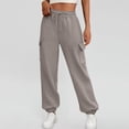 thumbnail image 2 of Summer Pants for Women Sweatpants Cargo Lined Baggy Athletic Jogger With Pockets 2024 Casual Trendy Pants Fall Outfits Slim Fit for Women Work Sequin Casual Tied Sweat Rave Khaki 3XL, 2 of 6