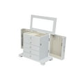 thumbnail image 6 of Modern Gray Wooden Jewelry Box with Mirror, 4 Drawers & Side Doors with Necklace Hooks, 6 of 6