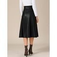 thumbnail image 4 of DARING DIVA Women's Vintage High Waist A Line Faux PU Leather Midi Skirts L Black, 4 of 6