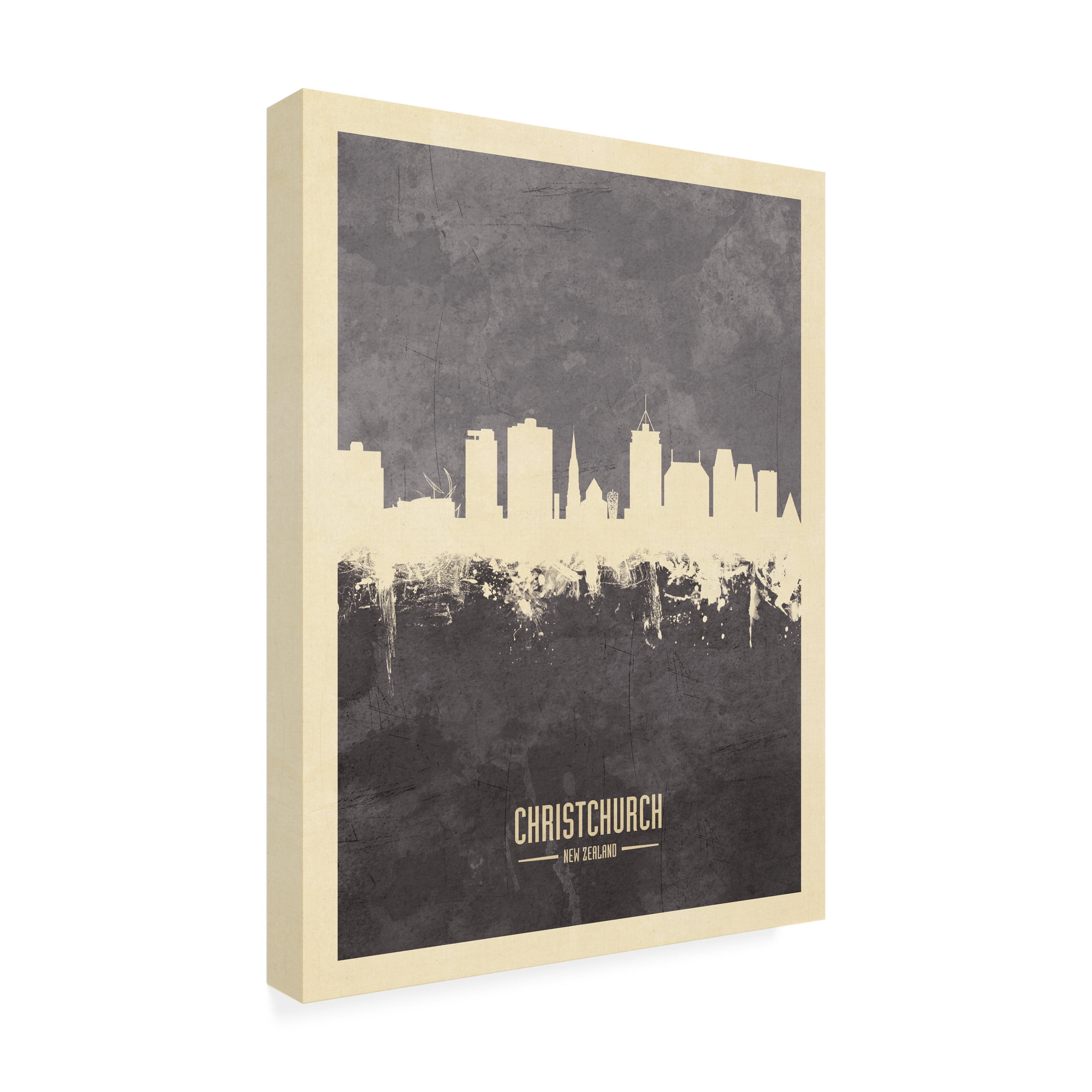 Michael Tompsett 'Christchurch New Zealand Skyline Gray' Canvas Art