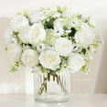 thumbnail image 1 of Peonías artificiales blancas de seda, ramo para centro de mesa, boda, fiesta, decoración, 1 of 4
