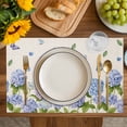 thumbnail image 4 of Hydrangeas Placemats Set of 4, Purple Floral Butterfly Leaves Beige Placemats for Dining Table, Place Mats for Kitchen Tabletop, Waterproof Wipeable Dining Table Mats Set, 4 of 9