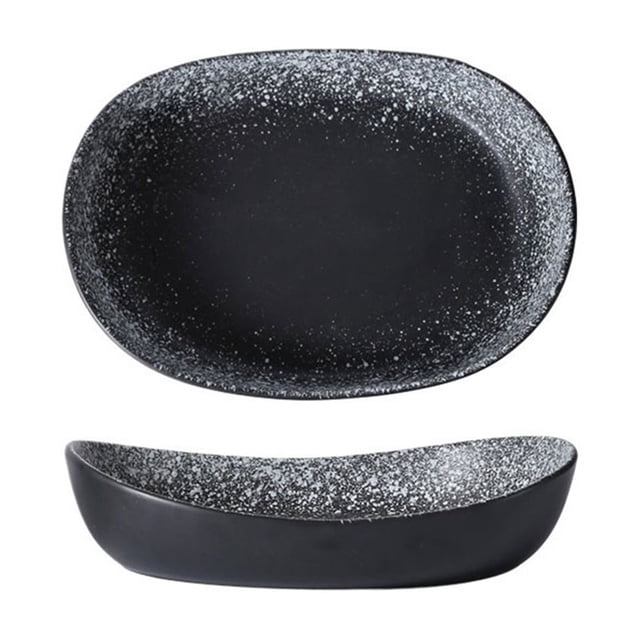 High-temperature Resistant Baking Tray Household Dish Plate Steamed Fish Baked Rice Dinner Plate Oven Microwave Heating Utensils