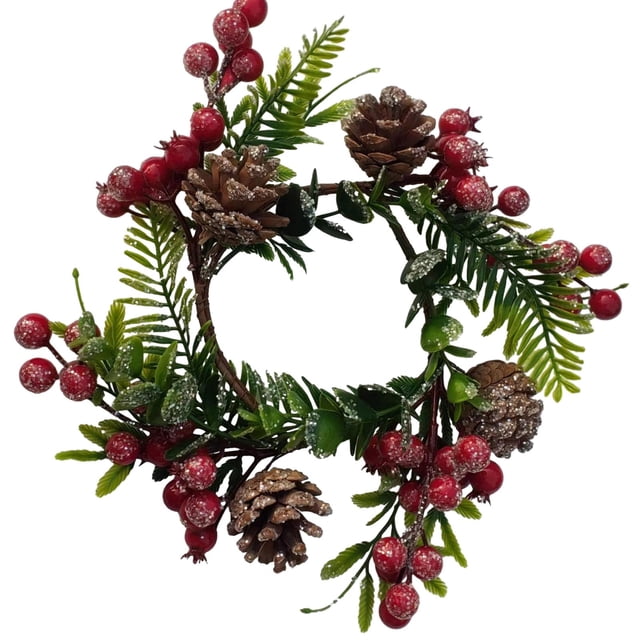 Vela Guirnalda Anillo Corona de Puerta de Navidad Decoración de Navidad Puerta Delantera Corona de Navidad para Ventana de Navidad Decoración Del Estilo B