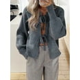 thumbnail image 2 of SUNSIOM Womens Fall Knit Bow Knot Cardigan Ribbed Tie Front Long Sleeve Loose Open Fron Sweater Coat, 2 of 8