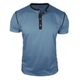 thumbnail image 4 of Dresfit Henley Shirts Men Button Down Short Sleeve Golf T Shirts Solid Cotton Loose Business Tees Relaxed Fit Lightweight Tops Sky Blue XL, 4 of 5