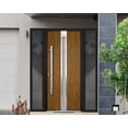thumbnail image 4 of Front Exterior Prehung Steel Door / Deux 1744 Natural Oak / 2 Side Exterior Black Windows / Stainless Inserts Single Modern Painted-W14+36+14" x H80"-Right-hand Inswing, 4 of 4