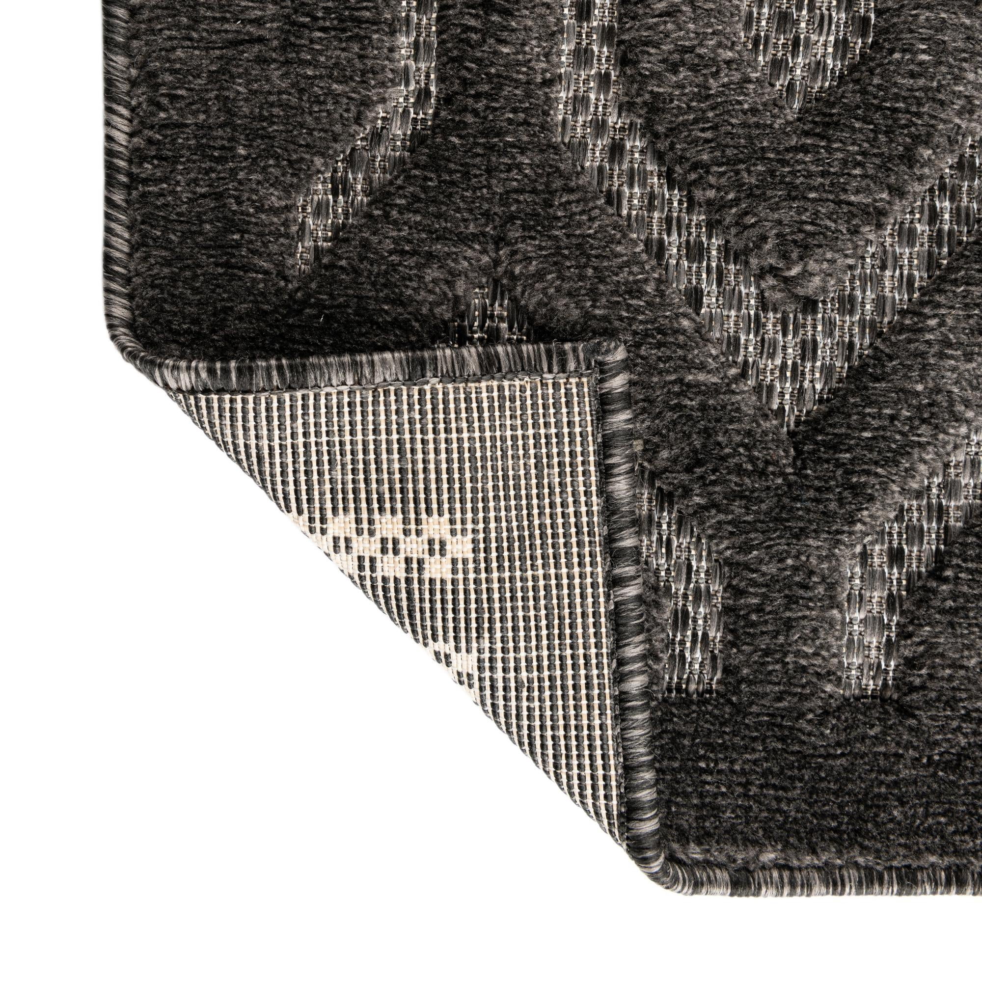 Unique Loom Outdoor Trellis Textured Collection Area Rug - Spatial (2' x 3' Rectangle Charcoal/Ivory)