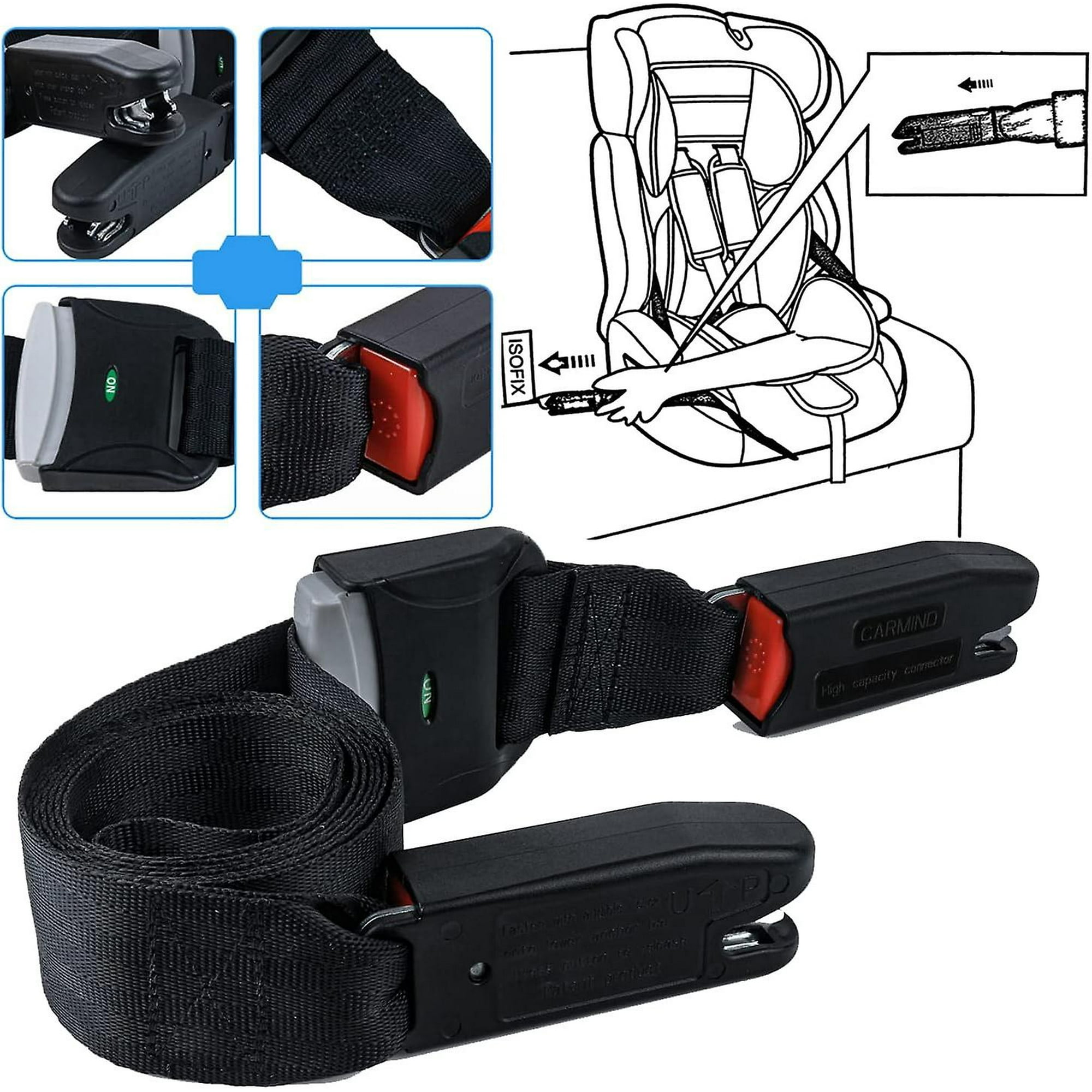 For Tesla Straps Compatible with General Isofix Baby Seat Car Fixing Straps with Latch Interface 1Pack black